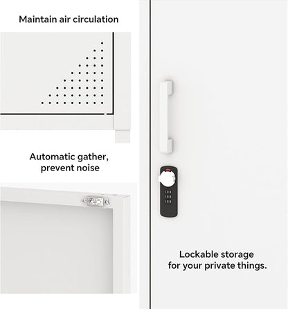 Metal Lokcer Cabinet (White, 19.69" D x 15.75" W x 49.21" H)