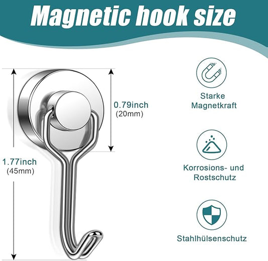 MAGXCENE Swivel Swing Magnetic Hooks, Strong Neodymium Magnetic Hooks Heavy Duty for Hanging, Rare Earth Magnet Hagner for Grill Locker Classroom Cruise Kitchen Indoor Outdoor, 10 Pack