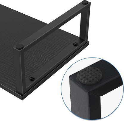NORCEESAN 2 Pack Monitor Stand Riser Wood Desk Shelf with Storage, Laptop Stand Riser Computer Stand for Desk Shelf Organizer Desktop Printer Table for PC Laptop Fax Monitor Lift, Black