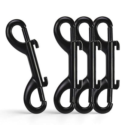 4 PCS Double Ended Snaps, 3.5 Inch Zinc Alloy Trigger Metal Clip, Black Double Ended Snap Hooks for Pet Dog Leash, Water Bucket Hooks, Key Holder, Carabiner, Home, Farm, Other Indoor and Outdoor.