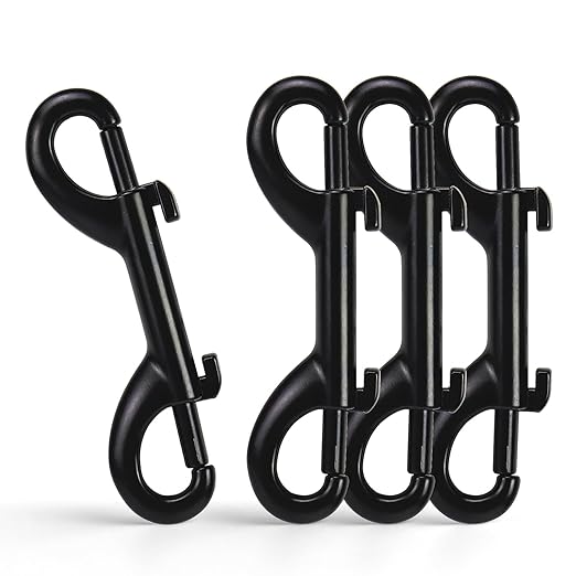 4 PCS Double Ended Snaps, 3.5 Inch Zinc Alloy Trigger Metal Clip, Black Double Ended Snap Hooks for Pet Dog Leash, Water Bucket Hooks, Key Holder, Carabiner, Home, Farm, Other Indoor and Outdoor.
