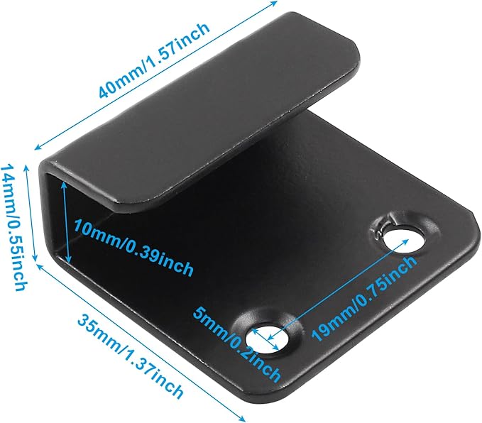 6 Pack Wall Hanger Fastener, Stainless Steel Mount Brackets Hook With 10mm Inner Width Heavy Duty Tile Display Hangers for Ceramic (Black)