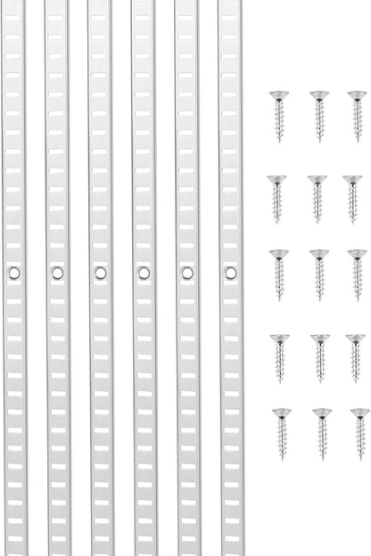 VEVOR Shelf Pilaster, 36.3-inch 6 Pack, Adjustable Shelf Brackets Steel Mortise Mount Pilaster Strip Standards with 24 Screws, Suitable for Wall Shelving System Cabinet Closet Organization
