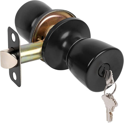HOSOM Door Knob with Lock and Key, Matte Black Door Knobs Exterior Door Knob for Bedroom and Bathroom, Keyed Entry Door Knob Interior, Stainless Steel Door Handle,1 Pack
