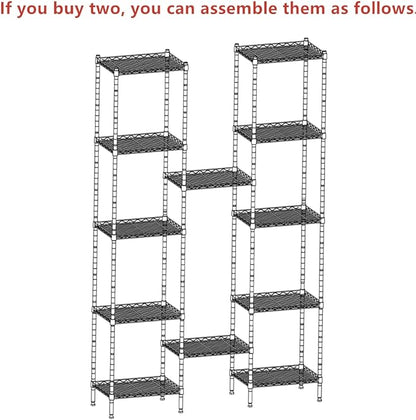 REGILLER 6 Wire Shelving Steel Storage Rack Adjustable Unit Shelves for Laundry Bathroom Kitchen Pantry Closet(White,11.7" D x 16.8" W x 63" H)