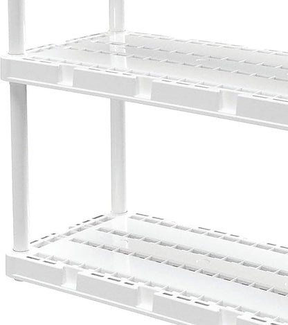 Gracious Living 4 Pack Light Duty Storage Shelves, Knect-A-Shelf 4-Shelf Ventilated Shelving Rack Organizer for Home, Garage, Basement & Laundry, White