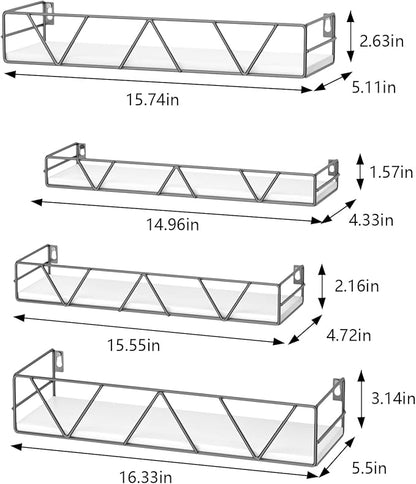 Floating Shelves Set of 3, Home Wood Wall Shelf, Farmhouse Shelf for Bedroom, Wall Mounted Floating Shelf for Living Room, Bedroom, Bathroom, Kitchen, Office (Gray-4pcs)