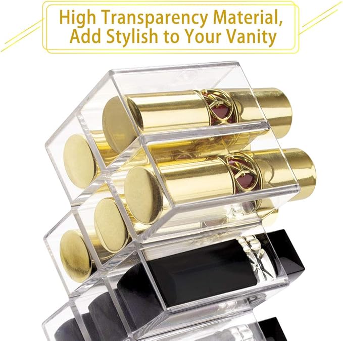 Nimiah Lipstick Holder Organizer for-Vanity - 16 Slots Lip Gloss Holder Clear Cosmetics Display Stand for Lip Stick Storage