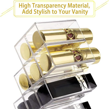 Nimiah Lipstick Holder Organizer for-Vanity - 16 Slots Lip Gloss Holder Clear Cosmetics Display Stand for Lip Stick Storage