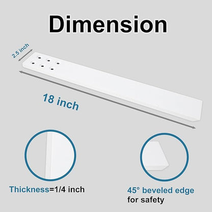 Countertop Support Bracket 3 Pack 18" Lx 2.5" W Hidden White Knee Wall Support Countertop Bracket 3/8" Thick Heavy Duty for Quartz/Granite/Wood/Concret Countertops Screws Included