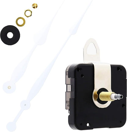 TIKROUND Youngtown 12888 High Torque Long Shaft Clock Movement Mechanism with 12 Inch Long Spade Hands Total Shaft Length 1-3/32 inches(White Hands)