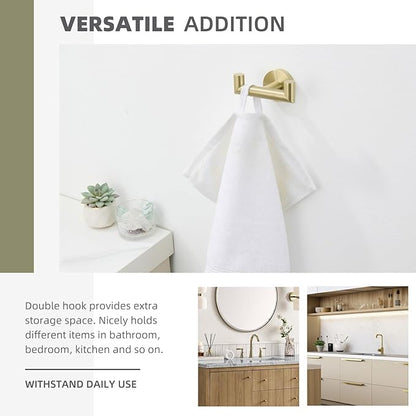 Angle Simple Bathroom Towel Hook, SUS304 Stainless Steel Robe Hook, Hand Towel Holder Wall Mount, Brushed Gold