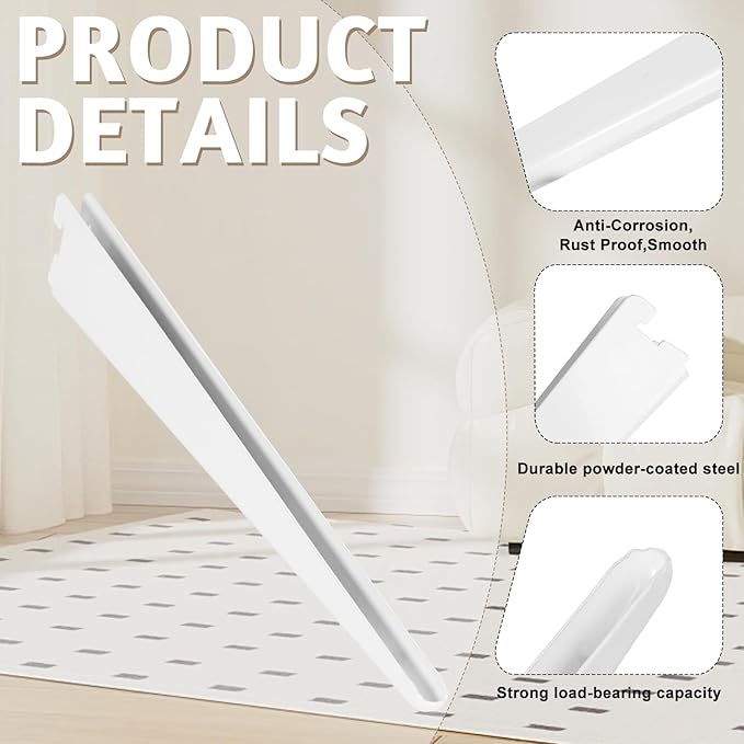 20 Pack Adjustable Wire Shelf Brackets — Heavy-Duty Double-Track Compatible Shelf Supports (White,9 Inch)