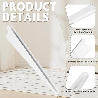 20 Pack Adjustable Wire Shelf Brackets — Heavy-Duty Double-Track Compatible Shelf Supports (White,9 Inch)