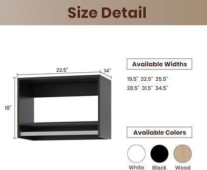 ROOMTEC 22.5" Tall Hanging Closet Unit, Modular Closet System with Hanging Rod, Wardrobe Organizer for Bedroom or Walk-in Closet, Wall Mounted, Customizable Clothes Storage Unit, Black