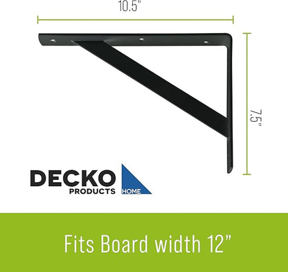 Decko Products 49144-10 Heavy-Duty Shelf Bracket, 10.5-Inch X 7.5-Inch, Black, 10-Pack