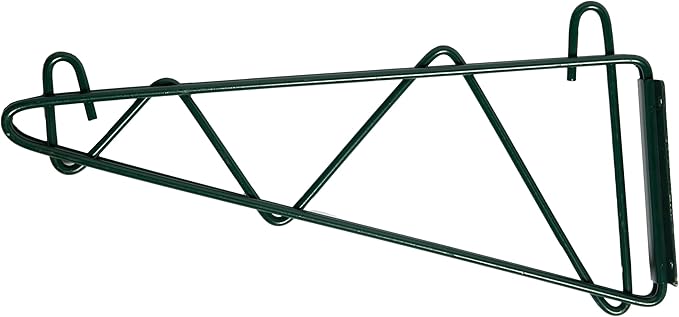 Epoxy Green Wall Mounting Bracket for Wire Shelving | 2 Brackets for Commercial, Retail or Home Use | NSF Certified | Set of 2 Brackets | (14")