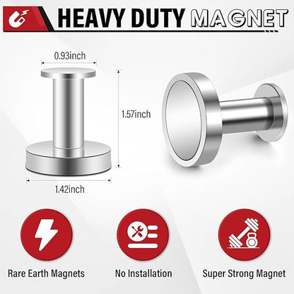 Magnetic Hooks for Cruise Cabins, Silver 150lb Extra Strong Heavy Duty Magnets, Magnetic Coat Hook, Heavy Duty Magnets for Wreath, Classroom, Hanging, Grill, Cruise Ship, Camping, 6Pcs