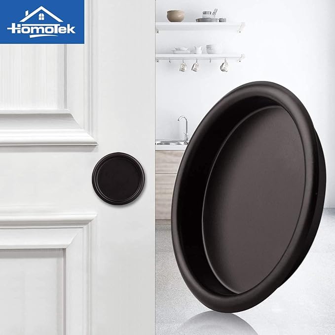 HOMOTEK 4 Pack Closet Door Finger Pull 2-1/16”, Easy Snap in Installation, Oil Rubbed Bronze,Fits a 5/16”Depth x 2-1/16" Diameter Opening Hole