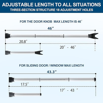 Rerishom Door Security Bar, Door Stoppers Security bar,Heavy Duty Door Lock Security Door Jammer Door Stopper for Apartment, Hotel Room,Screen Door Hardware, Gate Lock Bar, 2 Pack