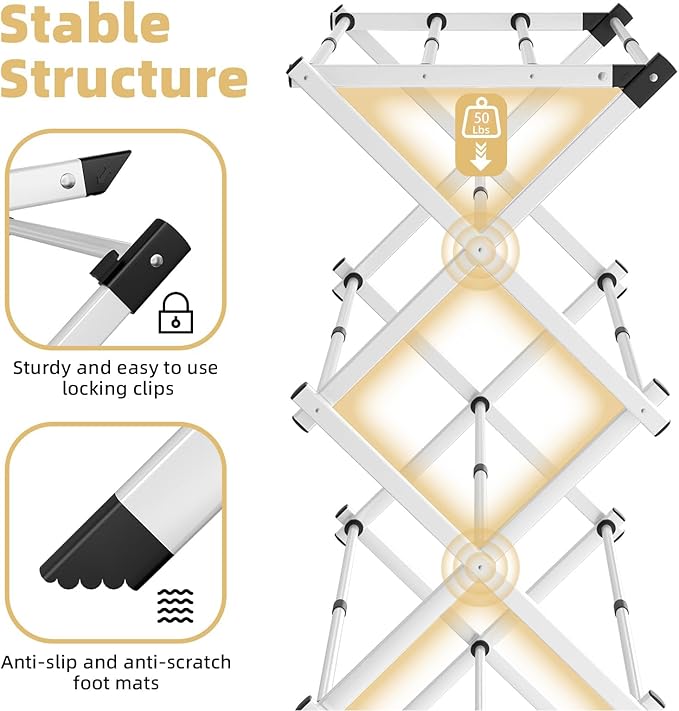 BAKON Clothes-Drying-Rack-Foldable for Small Space, Laundry-Drying Rack Collapsible for Hanging Clothes, Metal Clothing Dry Rack Suit for Indoor & Outdoor, Dorm Room, Apartments, RV, Navy Blue