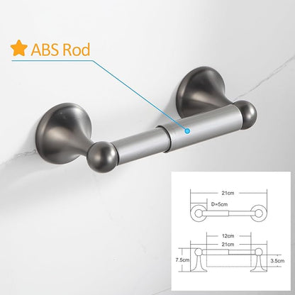 BGL Bathroom Hardware Set Grey Electroplating 4-Piece Bathroom Accessories Set Wall Mounted Adjustable Towel Bar Robe Hook Toilet Paper Holder Towel Ring Glossy Grey