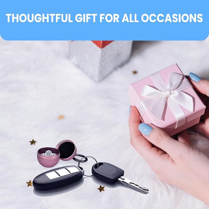 Jewelry Ring Holder Keychain,Portable Travel Sports Ring Keeper Case,Mini Small Versatile Carrying Display Storage Organizer Box With Key Chain (Pink) ﻿