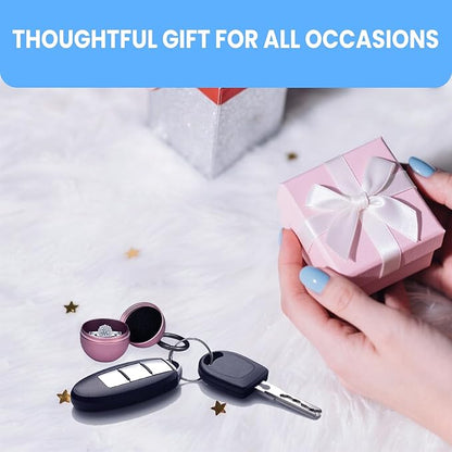 Jewelry Ring Holder Keychain,Portable Travel Sports Ring Keeper Case,Mini Small Versatile Carrying Display Storage Organizer Box With Key Chain (Pink) ﻿
