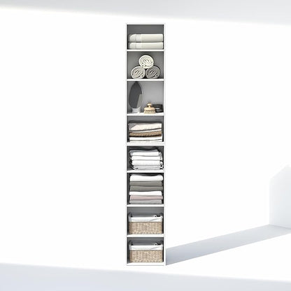Furinno PASIR 8-Tier Closet Organizers and Storage, Open Shelf, Storage Organizer, 12-Inch Width, for Closet, Bedroom, White