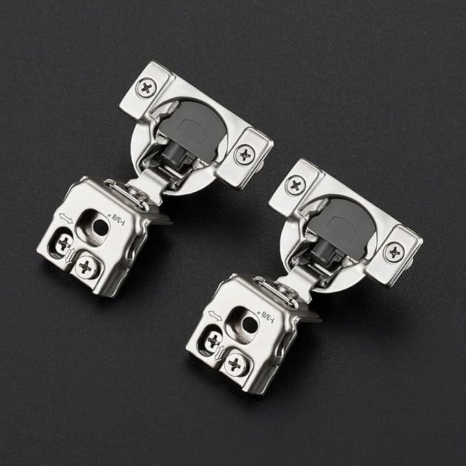 10 Pack 5 Pairs 1-3/8 inch Overlay Soft Close Hinges for Kitchen Cabinet Hinges Satin Nickel Hidden Hinges Stainless Steel Concealed Hinge self Closing