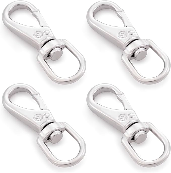 SHONAN 3.5 Inch Stainless Steel Flag Clips for Flagpole Rope- 4 Pack Diving Clips Flag Pole Clips, Swivel Snap Hooks for Dog leashes, Keychains, Boat Ropes, Bird Feeders
