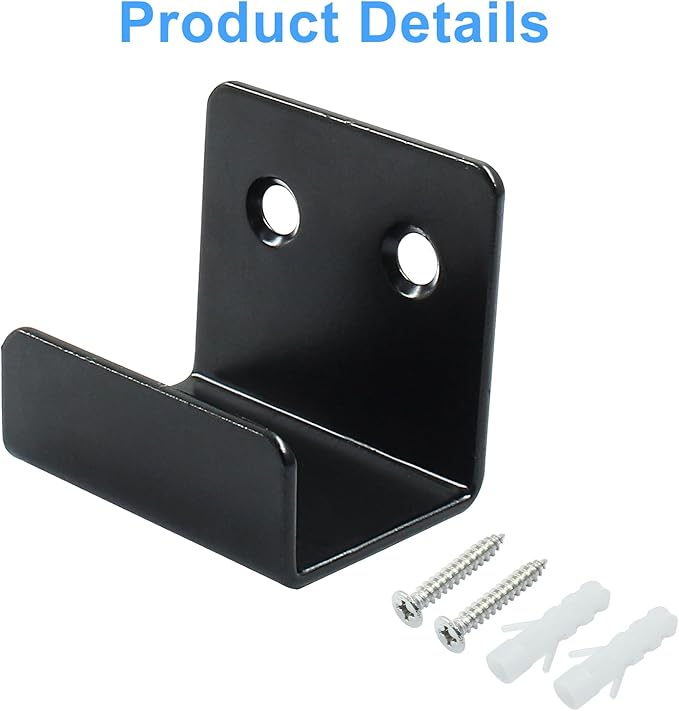 6 Pack Wall Hanger Fastener, Stainless Steel Wall Mount Brackets Hook with 25 mm Inner Width Heavy Duty Tile Hangers for Ceramic Display (Black)