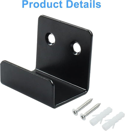 6 Pack Wall Hanger Fastener, Stainless Steel Wall Mount Brackets Hook with 25 mm Inner Width Heavy Duty Tile Hangers for Ceramic Display (Black)