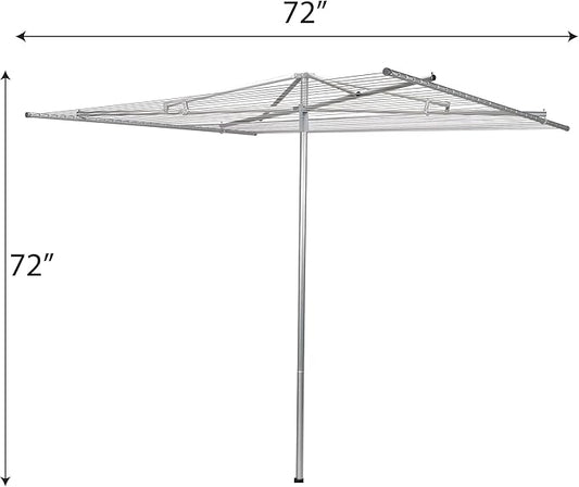 Household Essentials 17130-1 Rotary Outdoor Umbrella Drying Rack | Aluminum | 30-Lines with 210 ft. Clothesline,Silver
