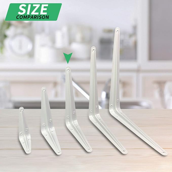 Shelf Brackets 8 Inch, 20 Pack White Metal Heavy Duty L Adjustable Floating Shelves Bracket, 8 x 6 Inch Industrial Pipe Decorative Shelf Angle Bracket for Wall with Screws