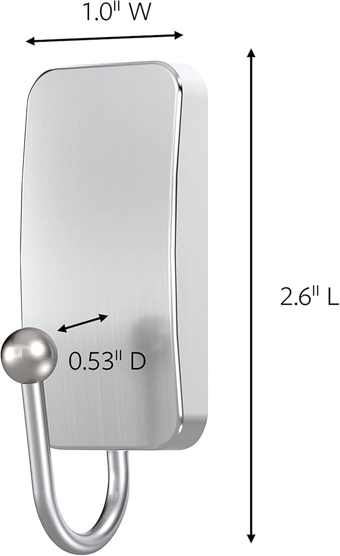 Command BATH33-SN-ES Bath Hooks, Satin Nickel, 4 Count