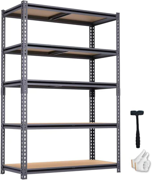 Storage Shelves Heavy Duty, Garage Shelving, 3050LBS Metal Industrial Shelving, 5-Tier Garage Shelves, Adjustable Storage Rack for Warehouses. (12" D x 28" W x 60" H)