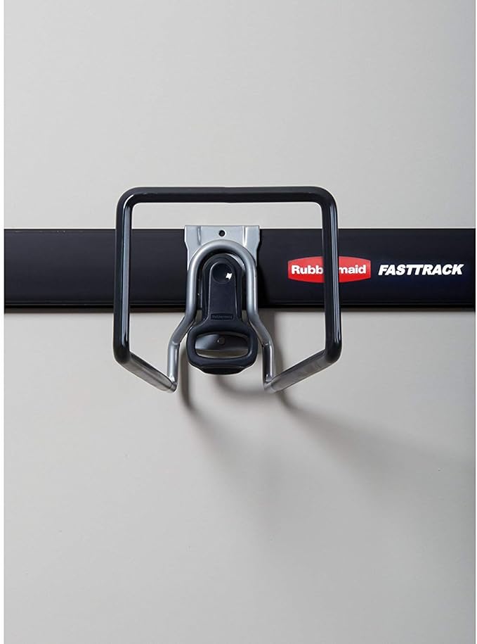 Rubbermaid Fasttrack All in 1 Rail Garage Storage System 50 Pound Capacity Water Garden Hose Hook, Black (2 Pack)