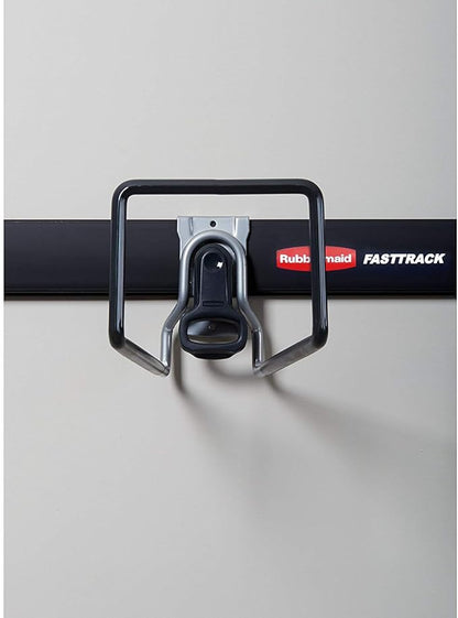 Rubbermaid Fasttrack All in 1 Rail Garage Storage System 50 Pound Capacity Water Garden Hose Hook, Black (2 Pack)
