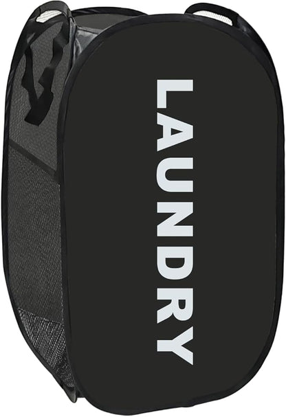 Collapsible Laundry Basket Foldable Laundry Hamper Pop Up Basket Dirty Clothes Hamper for College Dorm, Travel, Cruise, Hotel, Black