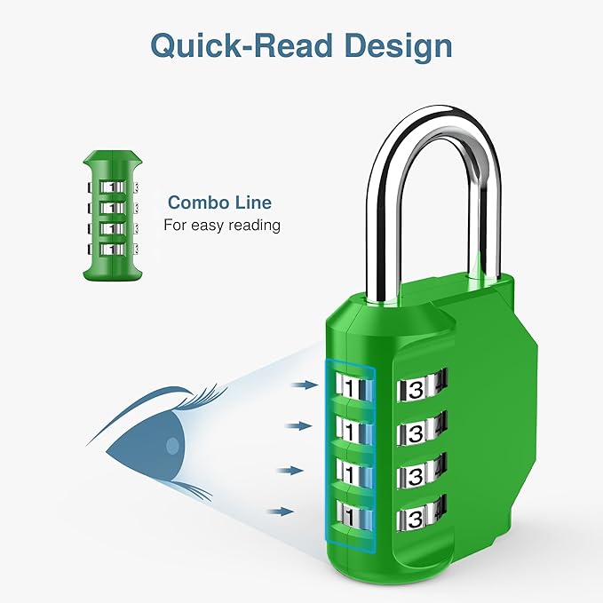 Puroma 2 Pack Combination Lock for Locker 4 Digit Outdoor Waterproof Padlock for School, Gym, Sports, Fence, Toolbox, Gate, Case, Outdoor, Hasp Storage, Cabinets (Green)