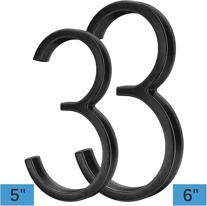 6" Stainless Steel Floating House Number 3, Metal Modern House Numbers, Mailbox Decor Number with Nail Kit, Coated Black, 911 Visibility Signage (Large 3)