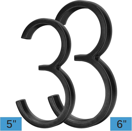 6" Stainless Steel Floating House Number 3, Metal Modern House Numbers, Mailbox Decor Number with Nail Kit, Coated Black, 911 Visibility Signage (Large 3)