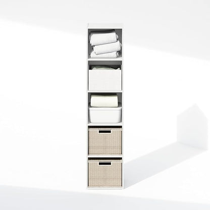 Furinno Reed Closet Organizers and Storage, 5-Tier Closet Organizer, Open Shelf Closet Storage, for Wardrobe, Bedroom, Living Room, White