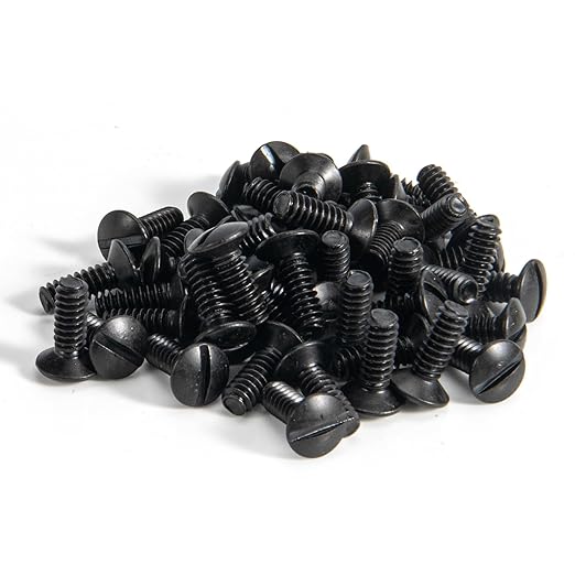 Henne Bery 3/8" Long 6-32 Thread, Oval Head Milled Slot Replacement Wall Plate Screws, 50 Pack, Black
