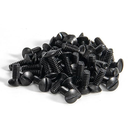 Henne Bery 3/8" Long 6-32 Thread, Oval Head Milled Slot Replacement Wall Plate Screws, 50 Pack, Black