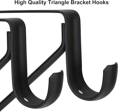 4 Pack Heavy Duty Closet Rod Brackets Holder 11 x 11 x 1 Inch White Closet Rod Support Bracket Black Steel Closet Rod Holders for Hanging Clothes Rod Support Brackets (Black - 4Pack)
