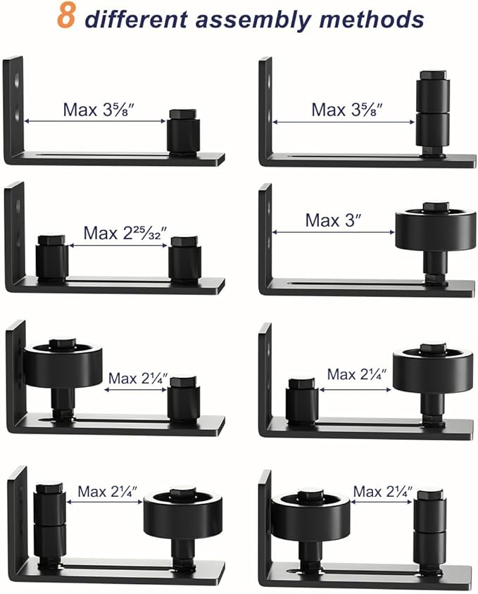 SMARTSTANDARD Sliding Barn Door Floor Guide for Bottom Adjustable Roller - 8 Setup Options for DIYers - Flush Design Bottom Flat Barn Door Floor Guide Stay Roller (Black) 2PCS