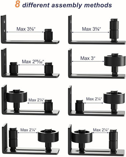 SMARTSTANDARD Sliding Barn Door Floor Guide for Bottom Adjustable Roller - 8 Setup Options for DIYers - Flush Design Bottom Flat Barn Door Floor Guide Stay Roller (Black) 2PCS