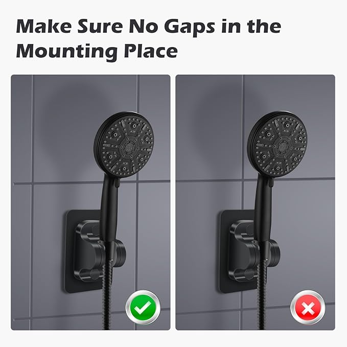 Shower Head Holder Replacement - Strong Adhesive Adjustable Handheld Shower Wand Holder Wall Mount Shower Bracket,No Drilling and Waterproof Shower Hose Holder for Shower Bathroom (Black)